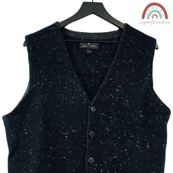 New! Joseph Abboud Black Label Wool Cashmere Sweater Knit Button Down Vest - Picture 4 of 11